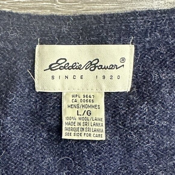Eddie Bauer Vest Size XL Wool Button Down Sweater Blue - Picture 3 of 5